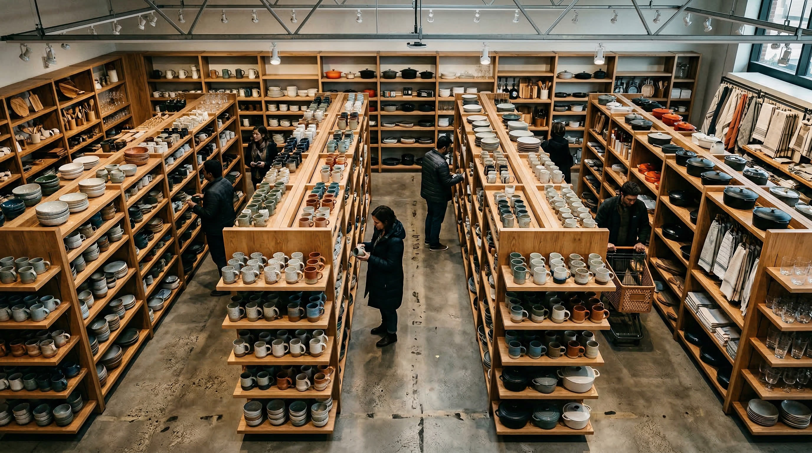 Retail housewares department with products on shelves