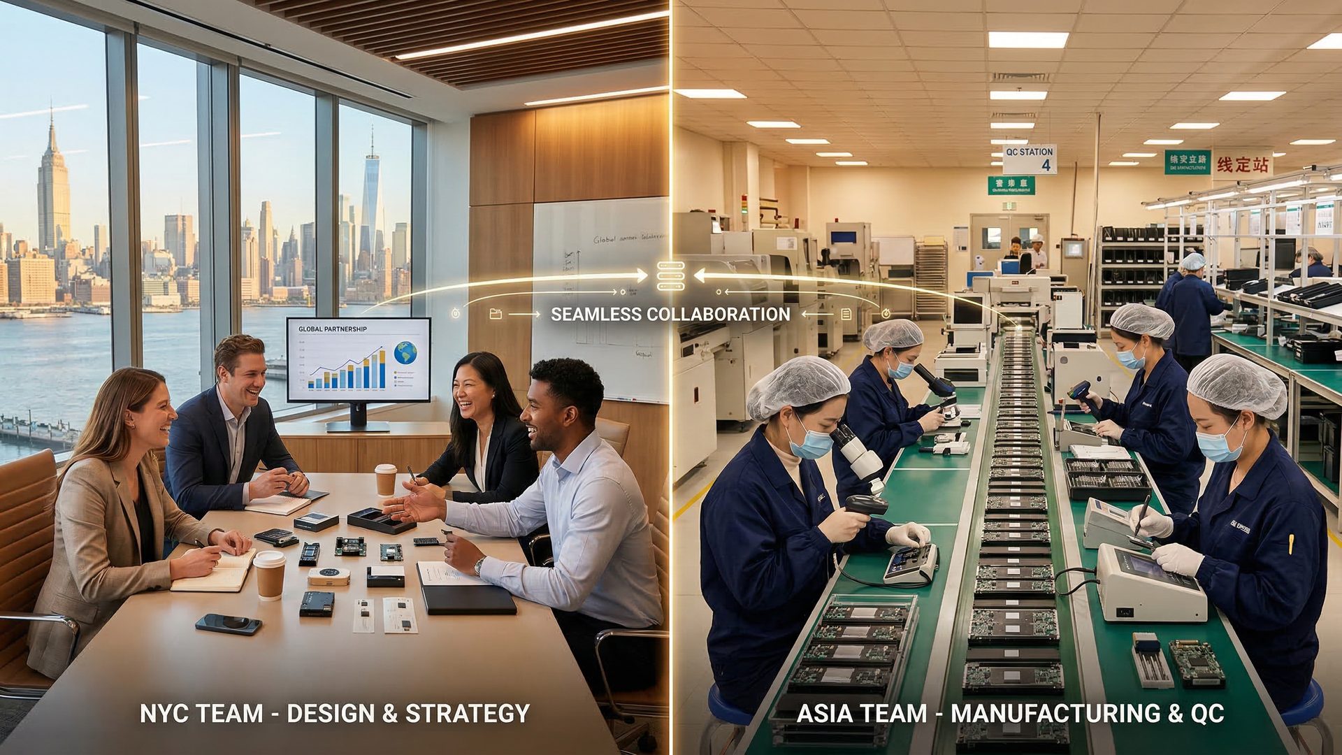 Aqualora distribution team — New York sales office and Asia Pacific supply chain
